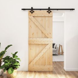 Sliding Door with Hardware Set 85x210cm Solid Wood Pine