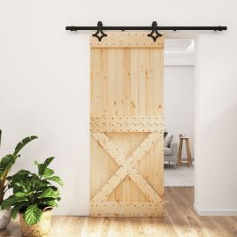 Sliding Door with Hardware Set 85x210cm Solid Wood Pine