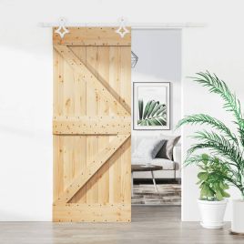 Sliding Door with Hardware Set 85x210cm Solid Wood Pine