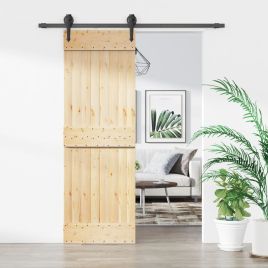 Sliding Door with Hardware Set 70x210cm Solid Wood Pine
