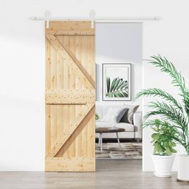 Sliding Door with Hardware Set 70x210cm Solid Wood Pine