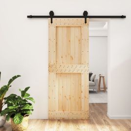 Sliding Door with Hardware Set 85x210cm Solid Wood Pine