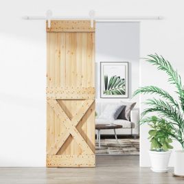 Sliding Door with Hardware Set 70x210cm Solid Wood Pine