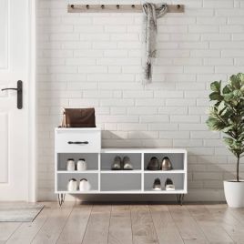 Shoe Cabinet White 102x36x60 cm Engineered Wood