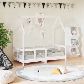 Kids Bed Frame White 70x140cm Solid Wood Pine