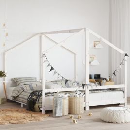 Kids Bed Frame White 2x90x190cm Solid Wood Pine
