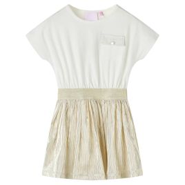Kids' Dress with Short Sleeves Ecru 128