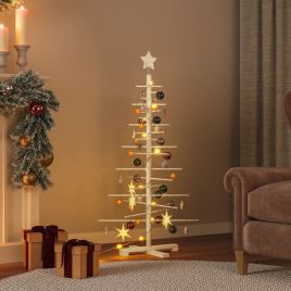 SNOWITH Wooden Christmas Tree for Decoration 125 cm Solid Wood Pine