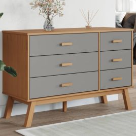 BALDO II Oak Finish Chest of Drawers - Large-sized, 6 Drawers, Double