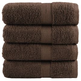 SOLMERE Premium Wash Towels 4Pieces Brown 30x30cm 600gsm
