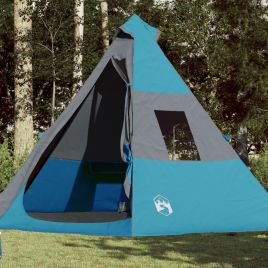 Camping Tent 7 Persons Blue 350x350x280 cm 185T Taffeta