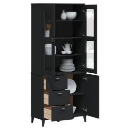 Highboard VIKEN Black 80x40x190 cm Solid Wood Pine - vid-3207145