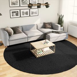 Shaggy Rug High Pile Modern Black 280cm