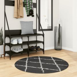 Shaggy Rug PAMPLONA High Pile Modern Black and Cream  100 cm
