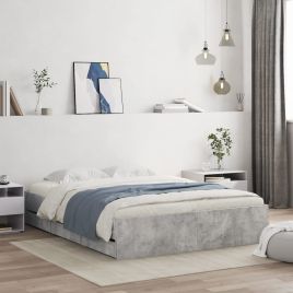 Bed Frame with Drawers Concrete Grey 140x190 cm Engineered Wood