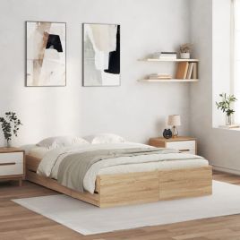 Bed Frame with Drawers Sonoma Oak 135x190 cm Double Engineered Wood
