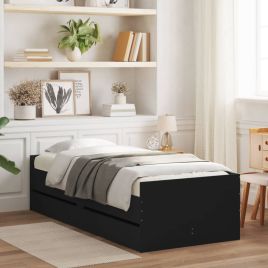 Bed Frame with Drawers Black 100x200 cm