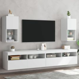 TV Cabinets with LED Lights 2 Pieces White 30.5x30x60 cm