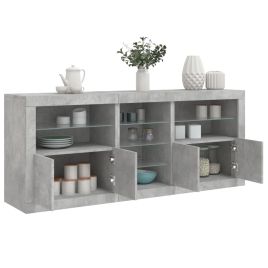 Sideboard with LED Lights Concrete Grey 181.5x37x67 cm - vid-3209040