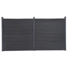 Fence Panel Set Grey 353x186 cm WPC