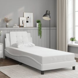 Bedframe White 90x190cm Single Faux Leather