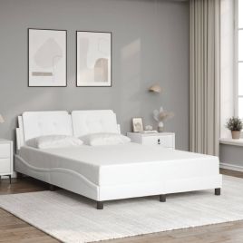 Bedframe White 140x200cm Faux Leather