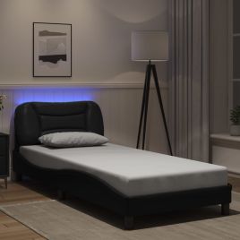 Bedframe with LED Black 90x190cm Single