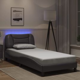 Bedframe with LED Grey 90x200cm