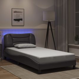 Bedframe with LED Grey 100x200cm