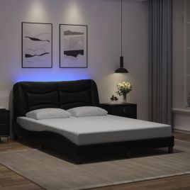 Bedframe with LED Black 140x190cm