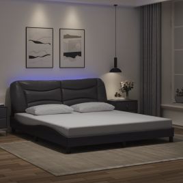 Bedframe with LED Grey 180x200cm Super King