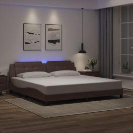 Bedframe with LED Brown 200x200cm