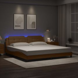 Bedframe with LED Cappuccino 200x200cm