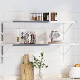 Shelf Brackets 4 Pieces 40x2.5x25 cm Silver Stainless Steel