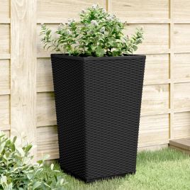 Garden Planters 2 pcs Black 32.5x32.5x57 cm PP