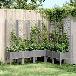 Garden Planter with Trellis Light Grey 160x120x142 cm PP