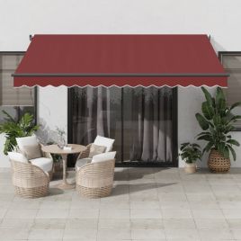 Manual Retractable Awning with LEDs Burgundy 400x350 cm