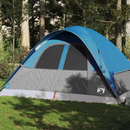 Family Tent Dome 6-Person Blue Waterproof - vid-94556