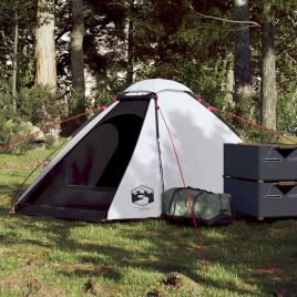 Camping Tent Dome 2-Person White Blackout Fabric Waterproof - vid-94768