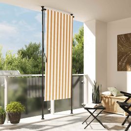 Outdoor Roller Blind Orange and White 120x270 cm Fabric&Steel