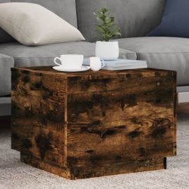 Coffee Table with LED Lights Smoked Oak 50x50x40 cm - vid-839872