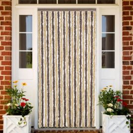 Fly Curtain Dark Brown and Beige 100x230 cm Chenille