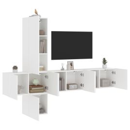5 Piece TV Wall Units White Engineered Wood