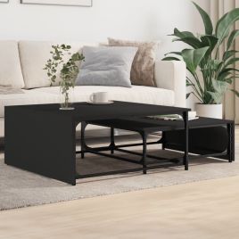 Nesting Coffee Tables 2 Pieces Black Engineered Wood and Metal