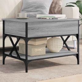Coffee Table Grey Sonoma 70x50x50 cm Engineered Wood and Metal