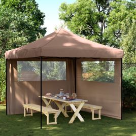 ARVFORD Foldable Party Tent Pop-Up with 2 Sidewalls - Brown
