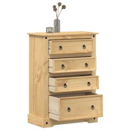 GRACE I Oak Finish Chest of Drawers - Medium-sized, 4 Drawers