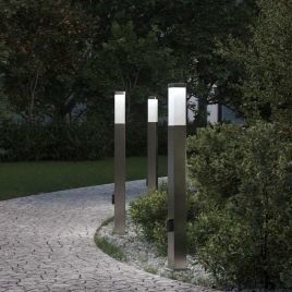 TONGLEN Bollard Lights with Outlet 3 pcs 80 cm Stainless IP44 Steel