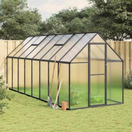 Greenhouse with Base Frame Anthracite 445x169x195 cm Aluminium