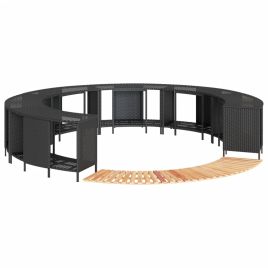 TRSTON Hot Tub Surround Poly and Solid Wood Acacia Rattan - Black